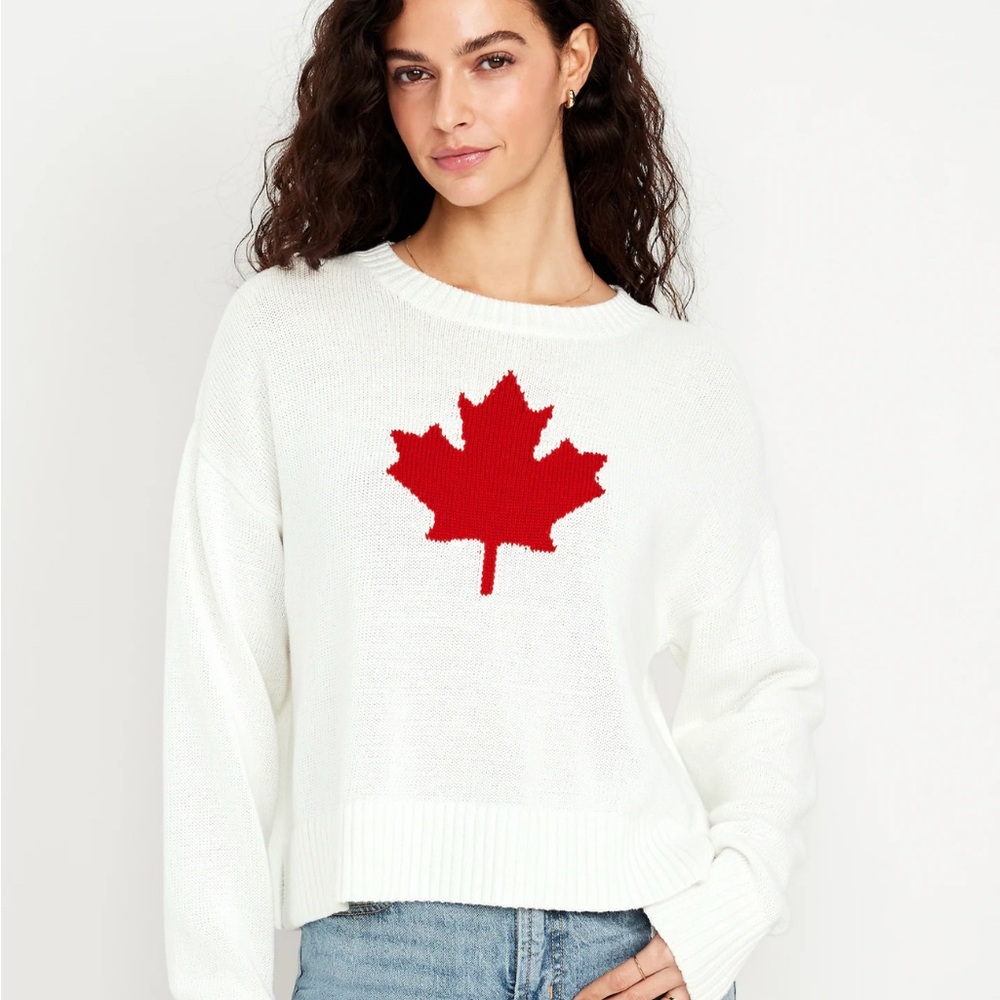 Old Navy Cream Sweater with Red Accent